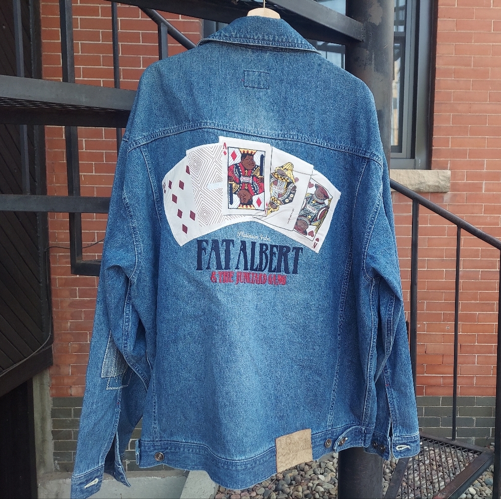 Vintage Y2K Platinum Fubu Fat Albert Patchwork Denim Jacket XXL